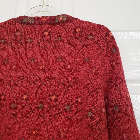 Nomadic Traders Floral Cardigan Vintage Knit Nordic Sweater Womens Size Small - Picture 7 of 11